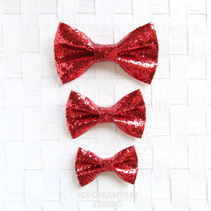 Sparkle Glitter Red Bow - Collar Slide on Bow