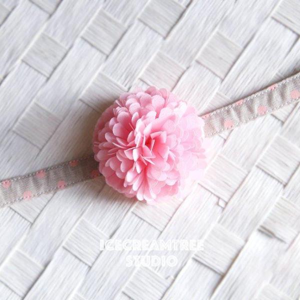 PomPom Pastel Pink Bloom Collar Slide On - Small Flower Collar Accessory