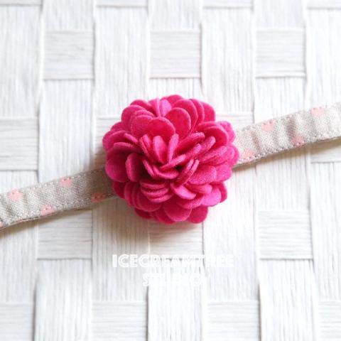 Felt Hot Pink Flower Collar Slide On - Small Flower Collar Accessory