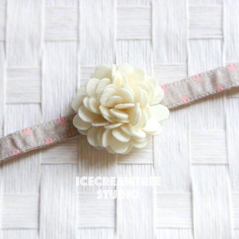 Felt Cream Flower Collar Slide On - Small Flower Collar Accessory