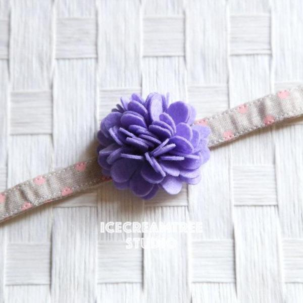 Felt Lilac Purple Flower Collar Slide On - Small Flower Collar Accessory