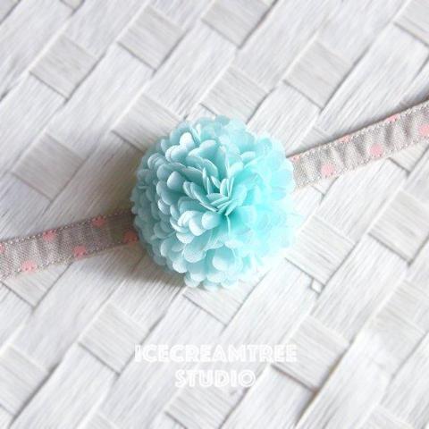 PomPom Aqua Mint Bloom Collar Slide On - Small Flower Collar Accessory