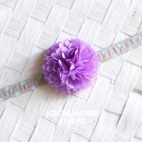 PomPom Lilac Bloom Collar Slide On - Small Flower Collar Accessory