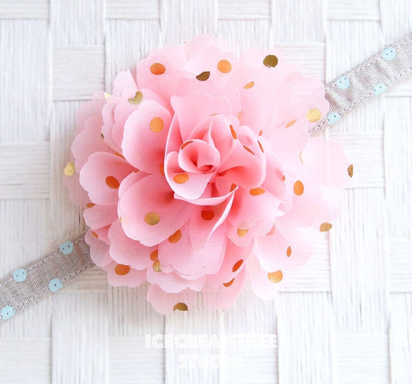 Jumbo Soft Pink Gold Dot Bloom Collar Slide On - Large Flower Collar Accessory