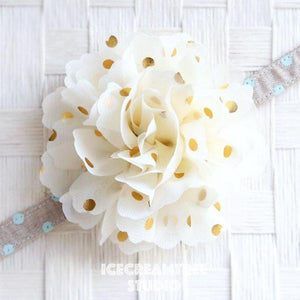 Jumbo Cream Gold Dot Bloom Collar Slide On - Large Flower Collar Accessory