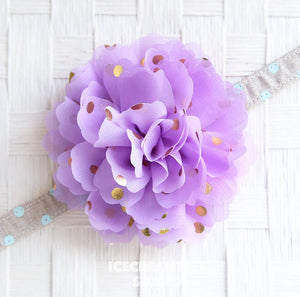 Jumbo Soft Lavender Gold Dot Bloom Collar Slide On - Large Flower Collar Accessory