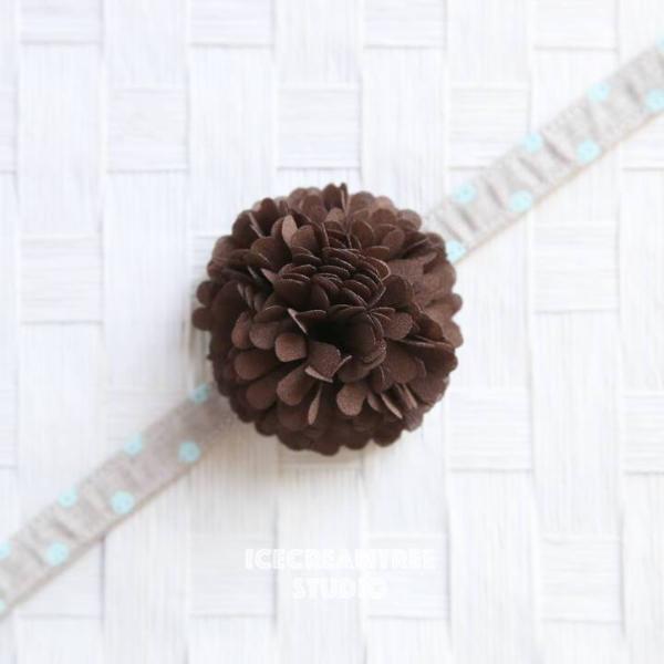 PomPom Brown Bloom Collar Slide On - Small Flower Collar Accessory