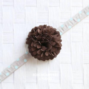 PomPom Brown Bloom Collar Slide On - Small Flower Collar Accessory
