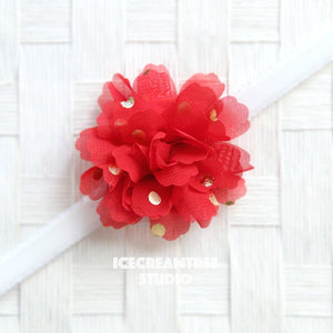 Little Red Gold Dot Bloom Collar Slide On - Small Flower Collar Accessory