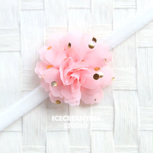 Little Soft Pink Gold Dot Bloom Collar Slide On - Small Flower Collar Accessory