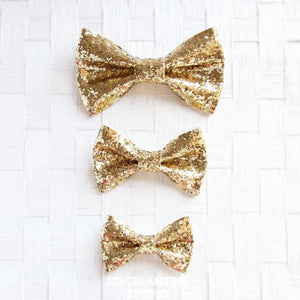 Sparkle Glitter Gold Bow - Collar Slide on Bow