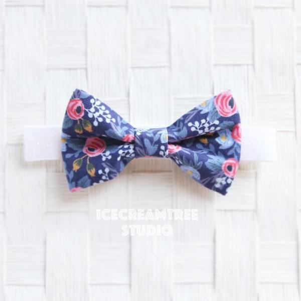 Navy Les Fleurs Rosa Bow Tie - Pet Bow Tie
