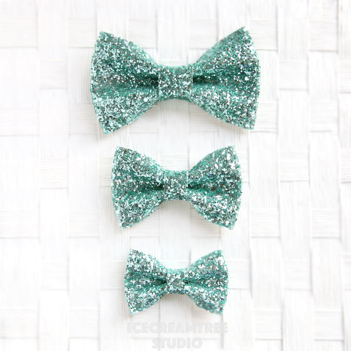 Sparkle Glitter Mint Green Bow - Collar Slide on Bow