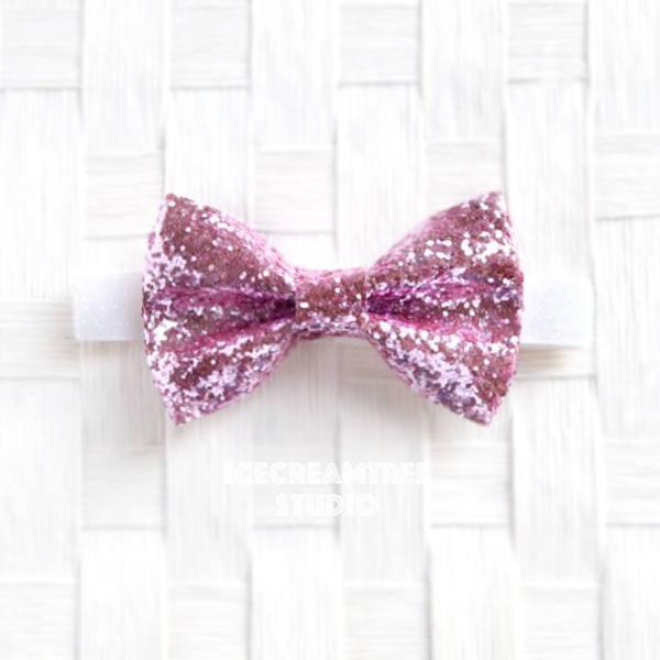 Sparkle Glitter Baby Pink Bow Tie - Pet Bow Tie