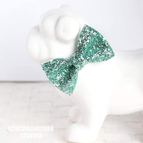 Sparkle Glitter Mint Green Bow Tie - Pet Bow Tie