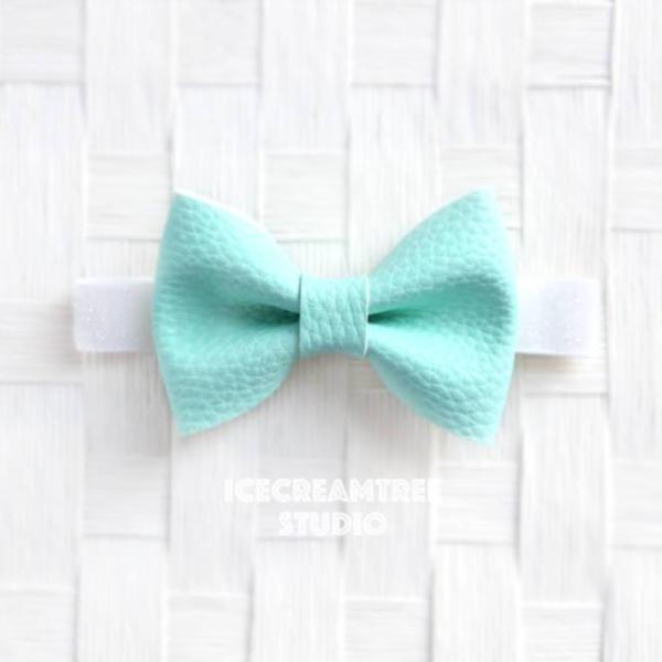 Faux Leather Aqua Mint Bow Tie - Pet Bow Tie