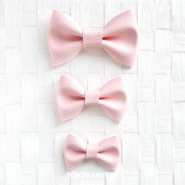 Faux Leather Pink Bow - Collar Slide on Bow