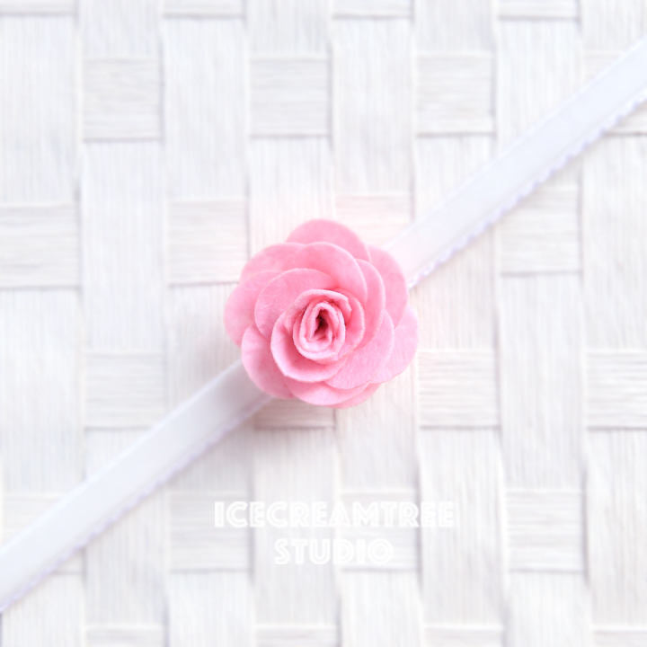 Round Felt Light Pink Flower Collar Slide On - Small Flower Collar Accessory